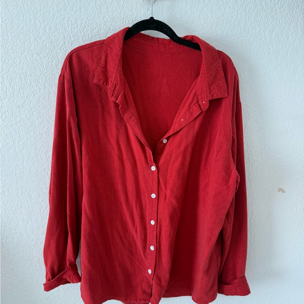 Classic Red Button-Up Shirt